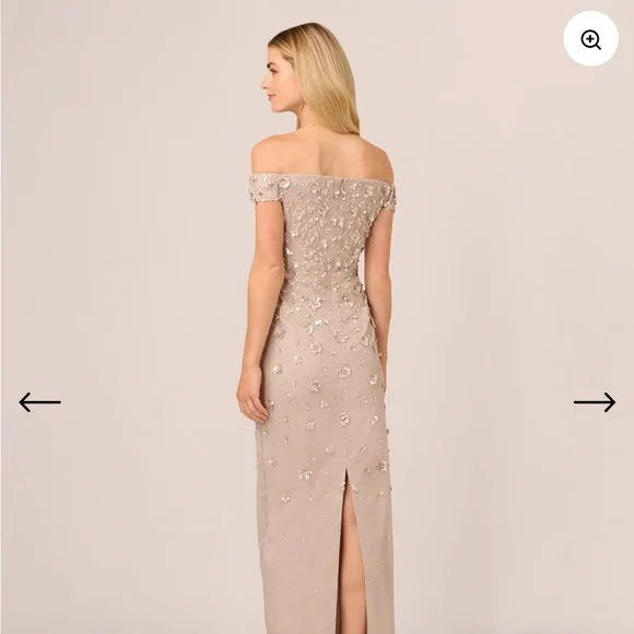 Adrianna Papell NWT off shoulder size 14 gown - Picture 3 of 16